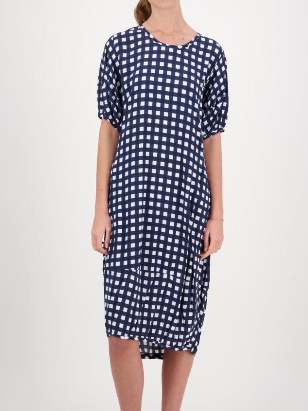 Briarwood Halle Dress in a classic navy and white gingham check XL